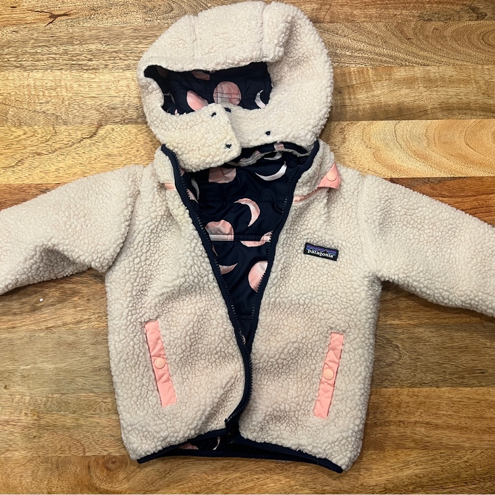 Patagonia Navy and Cream Baby Fleece Jacket